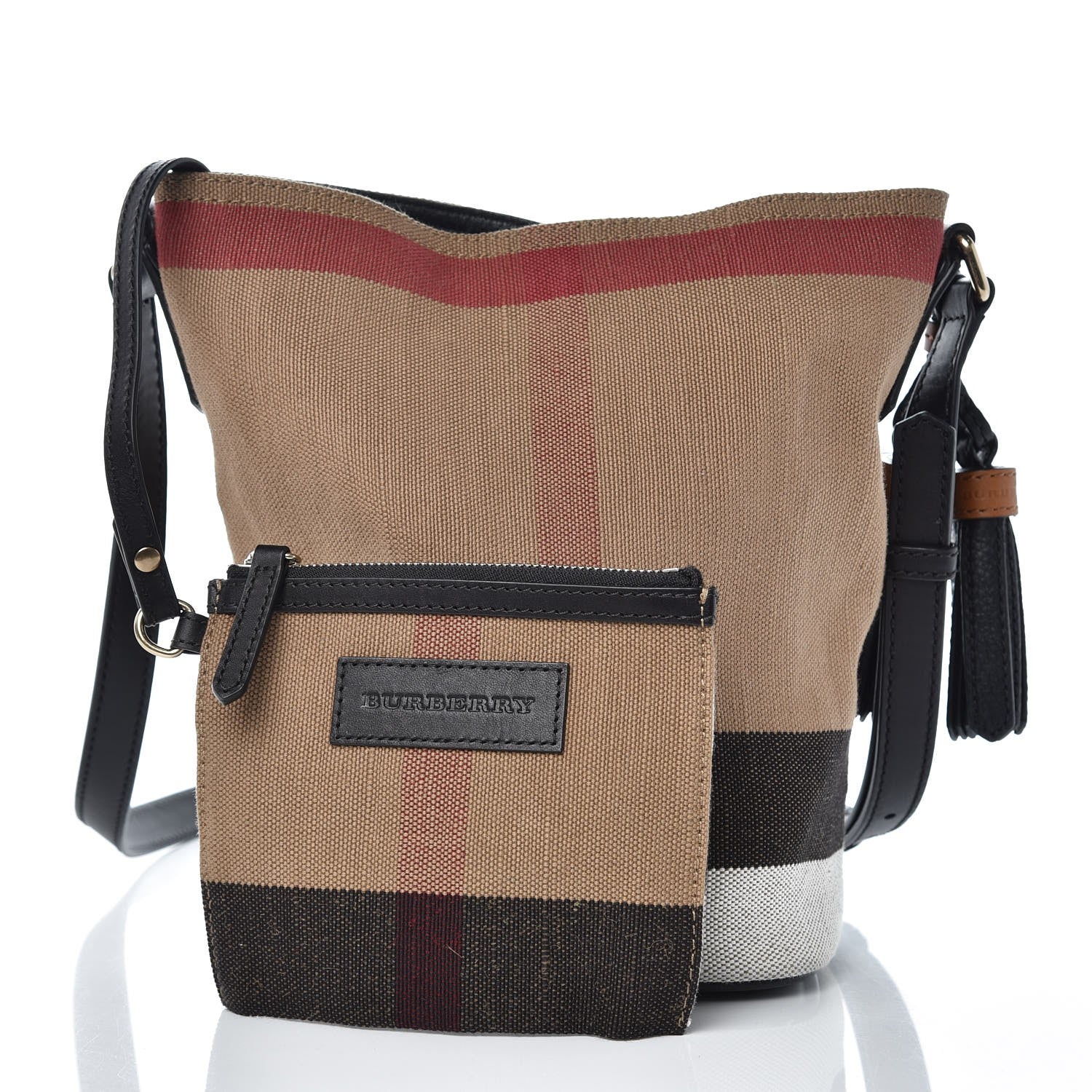 Burberry Canvas Mega Check Mini Ashby Tassel Crossbody Black 3 of 10