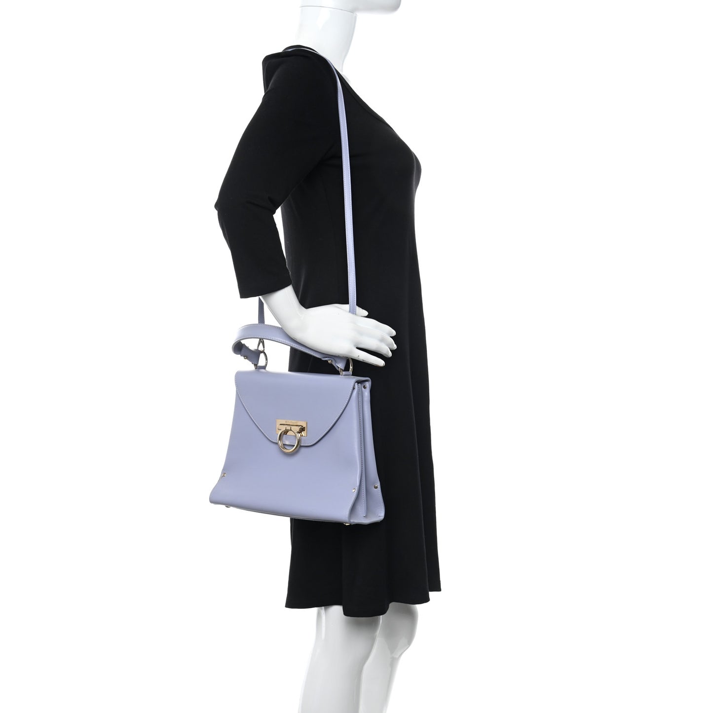 Calfskin Gancini 2-Way Top Handle Bag Light Purple