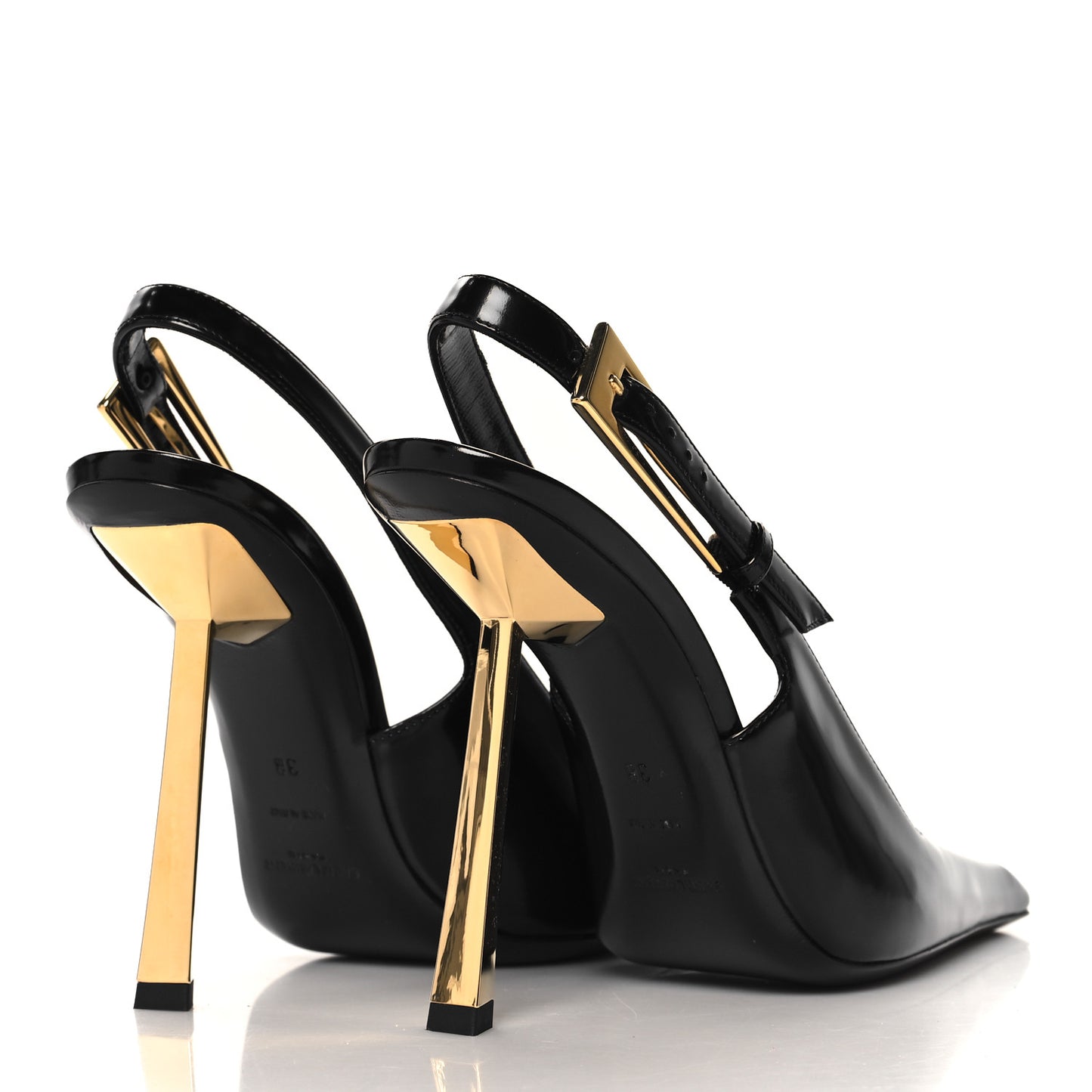 Glazed Calfskin Lee Slingback Pumps 38 Black