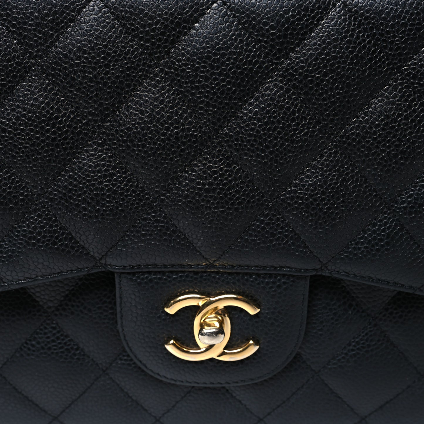 Caviar Quilted Jumbo Double Flap Black