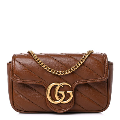 Gucci Azalea Calfskin Matelasse Diagonal Super Mini GG Marmont Shoulder Bag Cuir 1 of 11