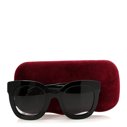 Gucci Acetate Crystal Star Round Frame Sunglasses GG0208S Black 15 of 16