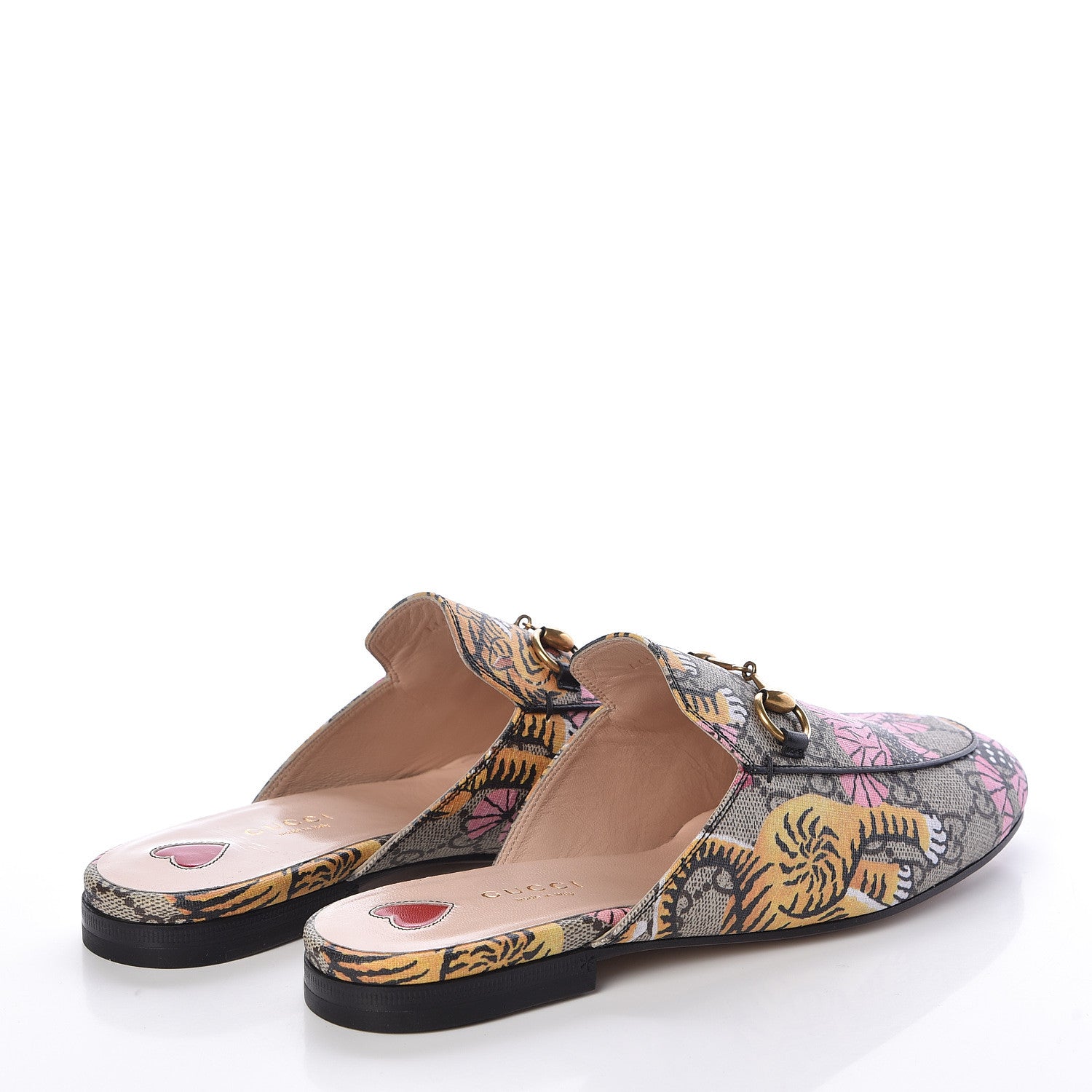 Gucci GG Supreme Monogram Bengal Womens Princetown Slippers 36.5 Beige Crop Pink 4 of 8