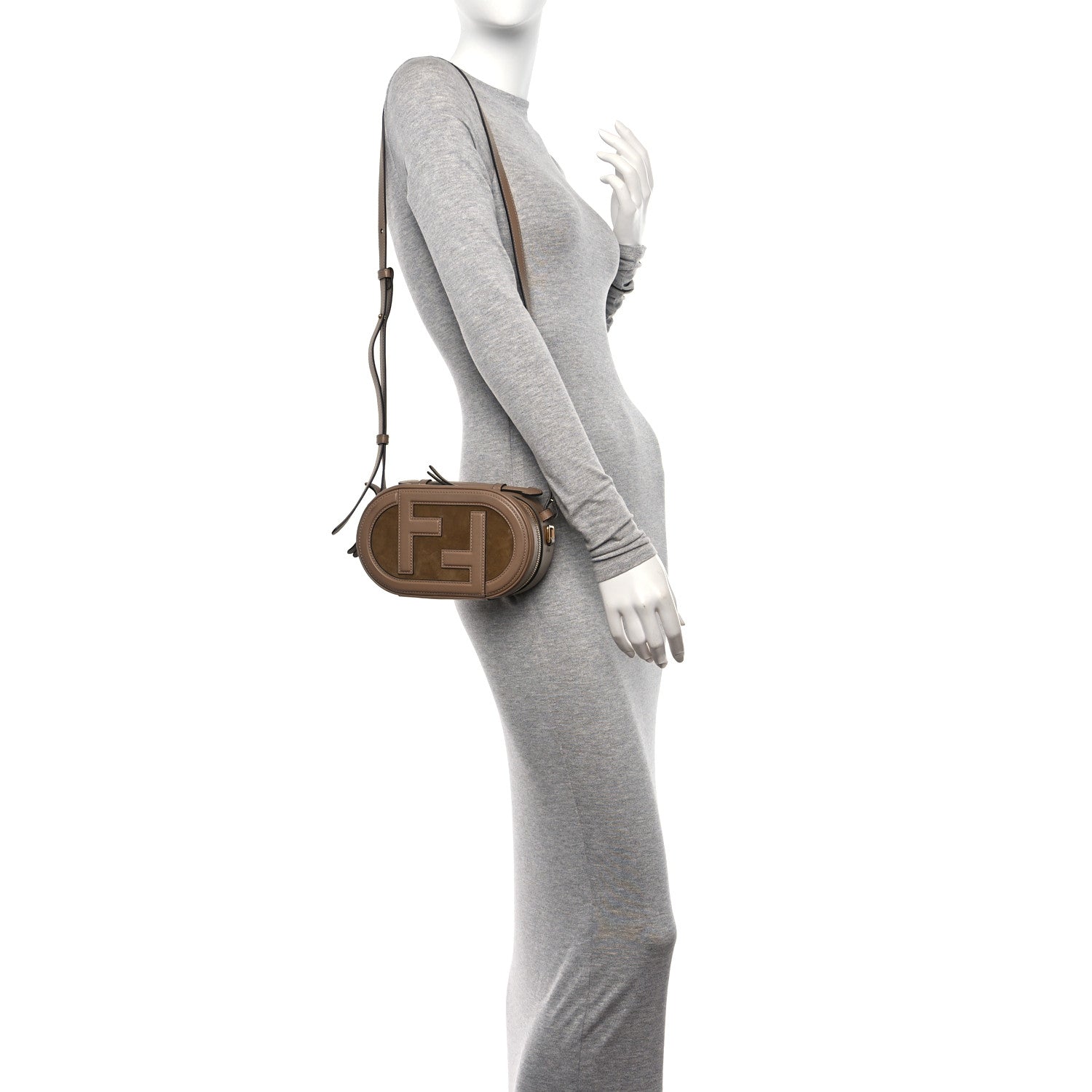 Fendi Vitello Grace Camoscio O'Lock Mini Camera Case Sand Rovere 3 of 11