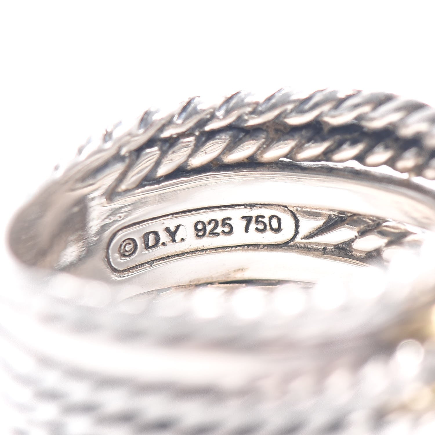 David Yurman Sterling Silver 18K Yellow Gold Double X Crossover Ring 54 7 5 of 5