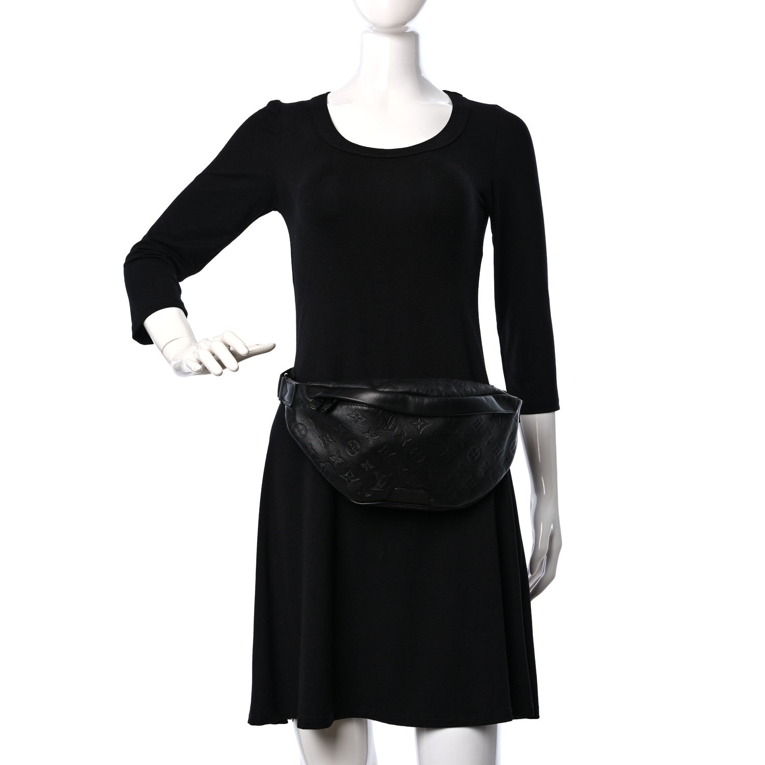 Louis Vuitton Calfskin Monogram Shadow Discovery Bumbag Black 2 of 8