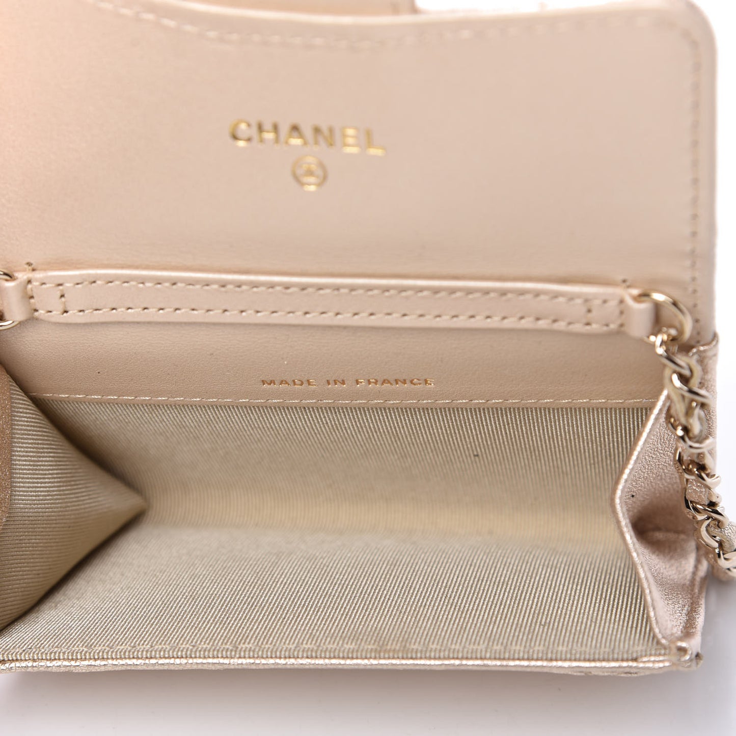 Metallic Lambskin Quilted Belt Bag Gold