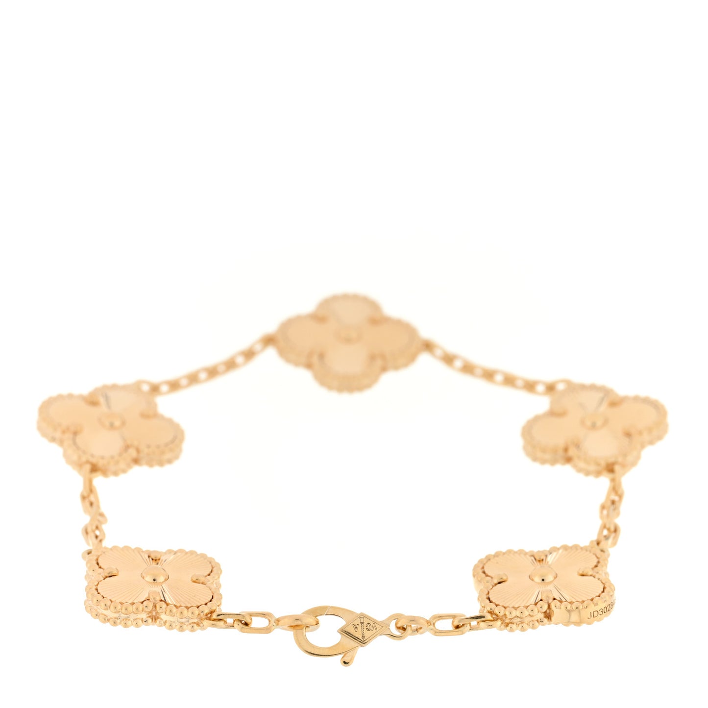 18K Yellow Gold 5 Motifs Guilloche Vintage Alhambra Bracelet