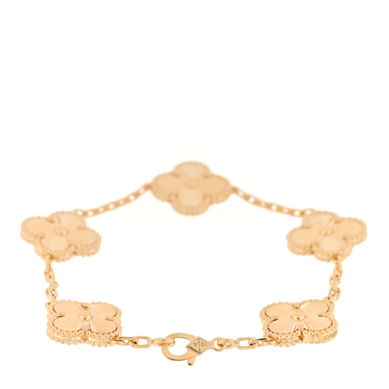 Van Cleef & Arpels 18K Yellow Gold 5 Motifs Guilloche Vintage Alhambra Bracelet 2 of 3