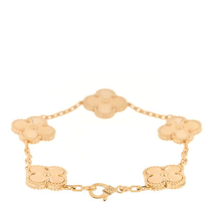 Van Cleef & Arpels 18K Yellow Gold 5 Motifs Guilloche Vintage Alhambra Bracelet 2 of 3