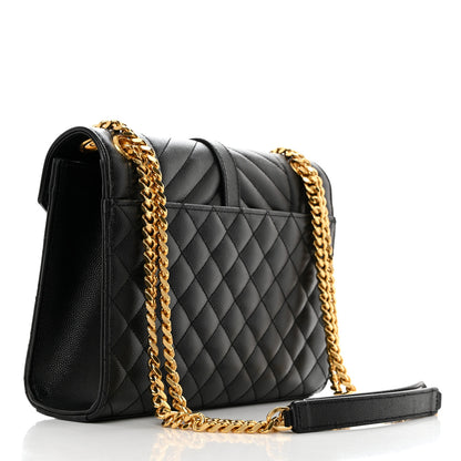 Saint Laurent Grain De Poudre Textured Mixed Matelasse Triquilt Medium Monogram Satchel Black 2 of 11