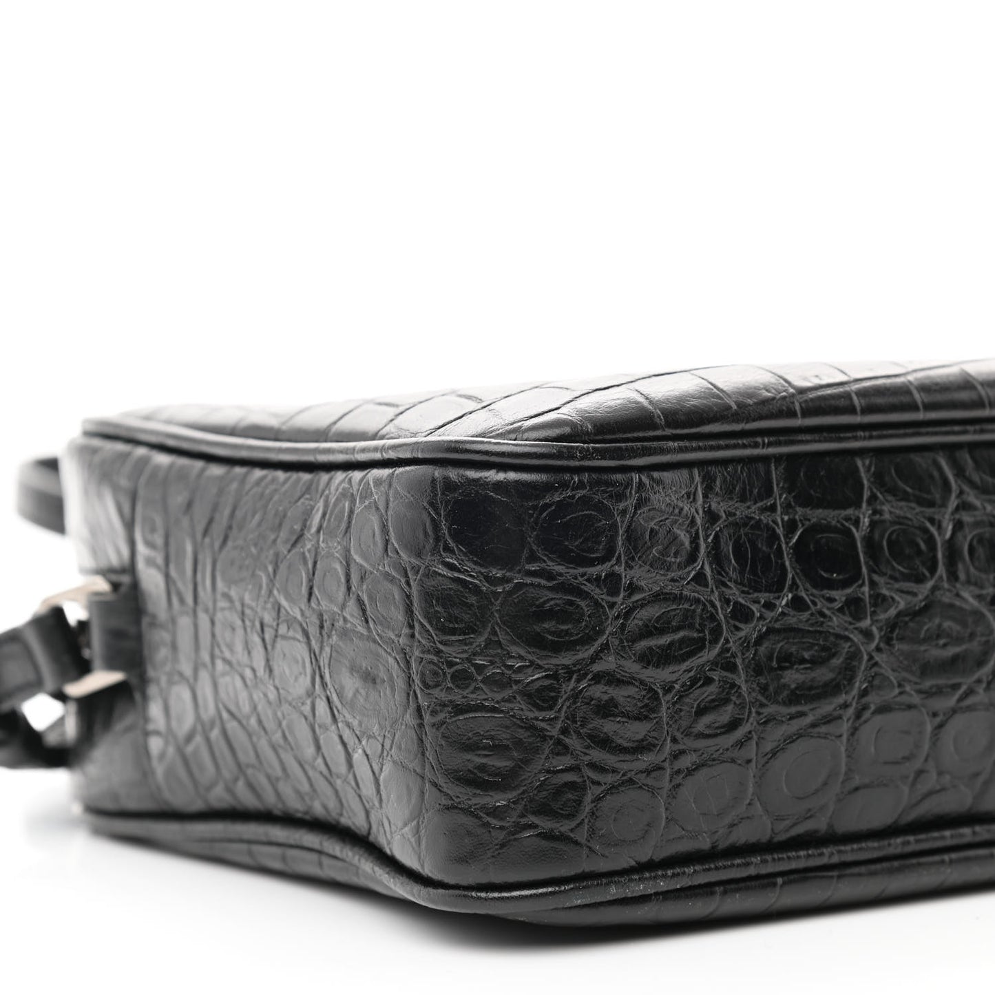 Calfskin Crocodile Embossed Monogram Lou Camera Bag Black