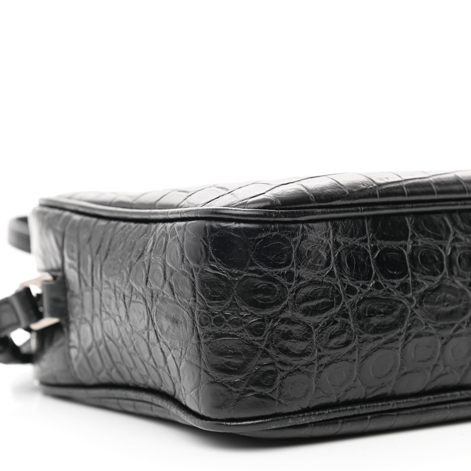 Saint Laurent Calfskin Crocodile Embossed Monogram Lou Camera Bag Black 9 of 10