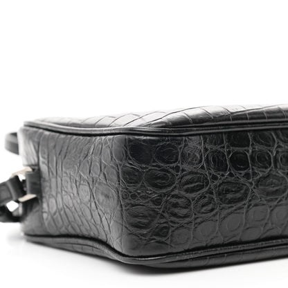 Saint Laurent Calfskin Crocodile Embossed Monogram Lou Camera Bag Black 9 of 10