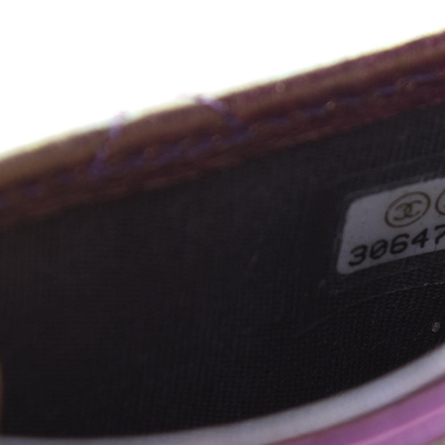 Metallic Lambskin Quilted Card Holder Purple