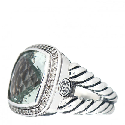 David Yurman Sterling Silver Diamond Prasiolite 14mm Albion Ring 53 6.25 3 of 5