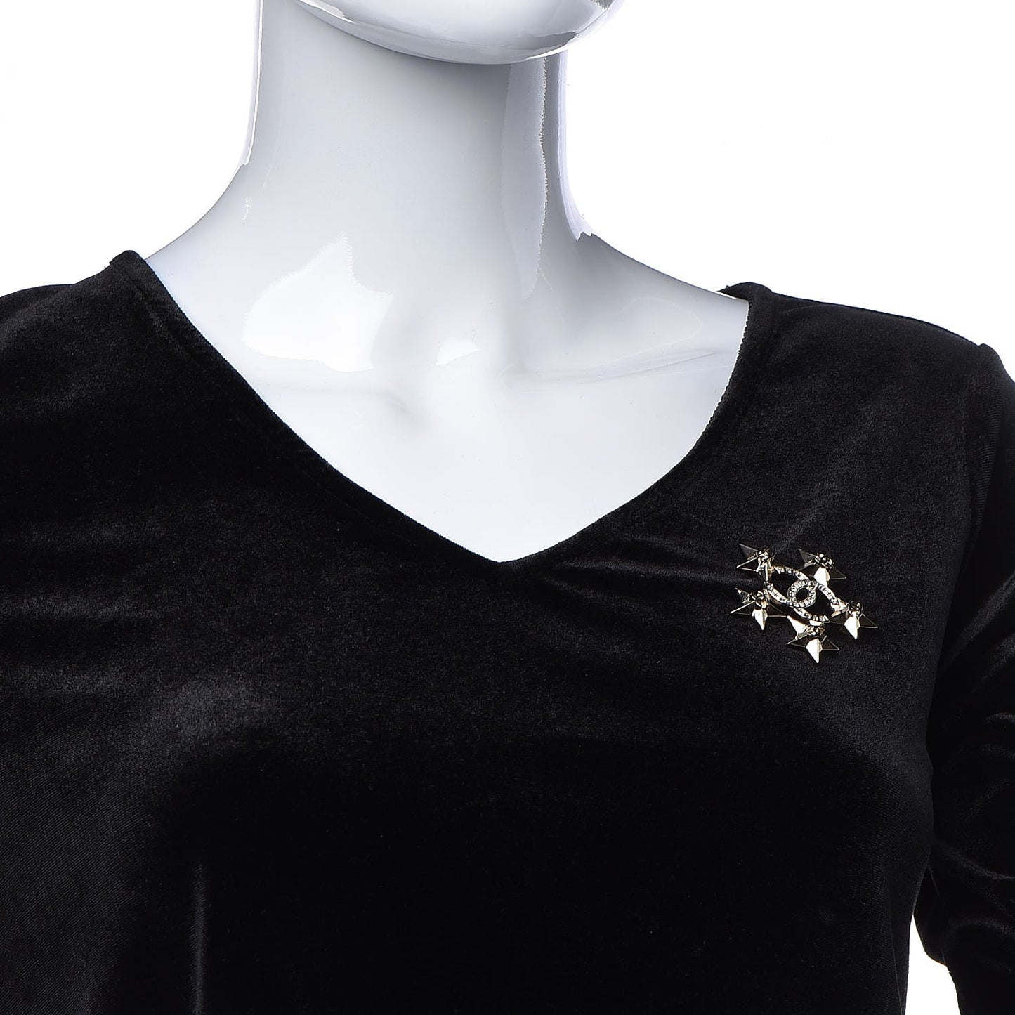Baguette Crystal CC Star Brooch Gold
