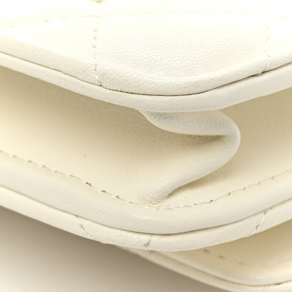 Chanel Lambskin Quilted CC Pearl Crush Wallet on Chain WOC White 16 of 19