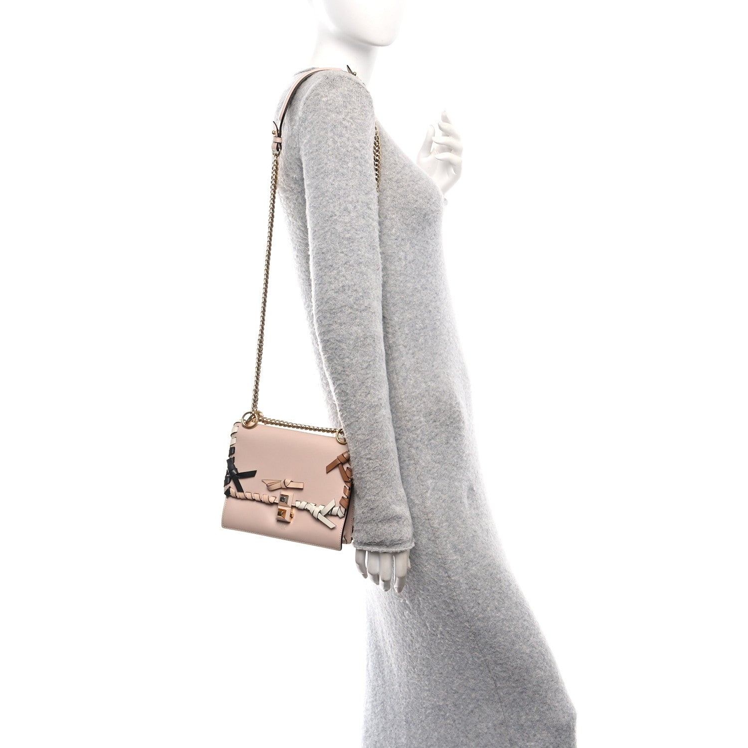 Fendi Vitello Liberty Whipstitch Bow Small Kan I Shoulder Bag Plaster Multicolor 2 of 10