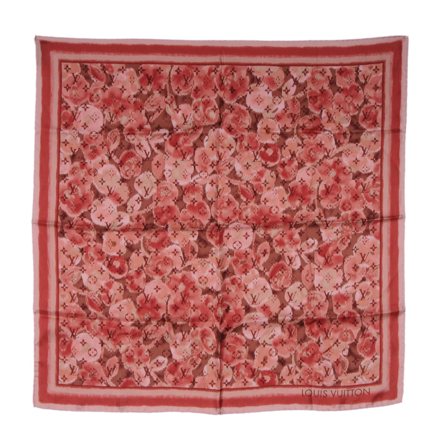 Silk Monogram Ikat Summer Square Scarf Rose Velours