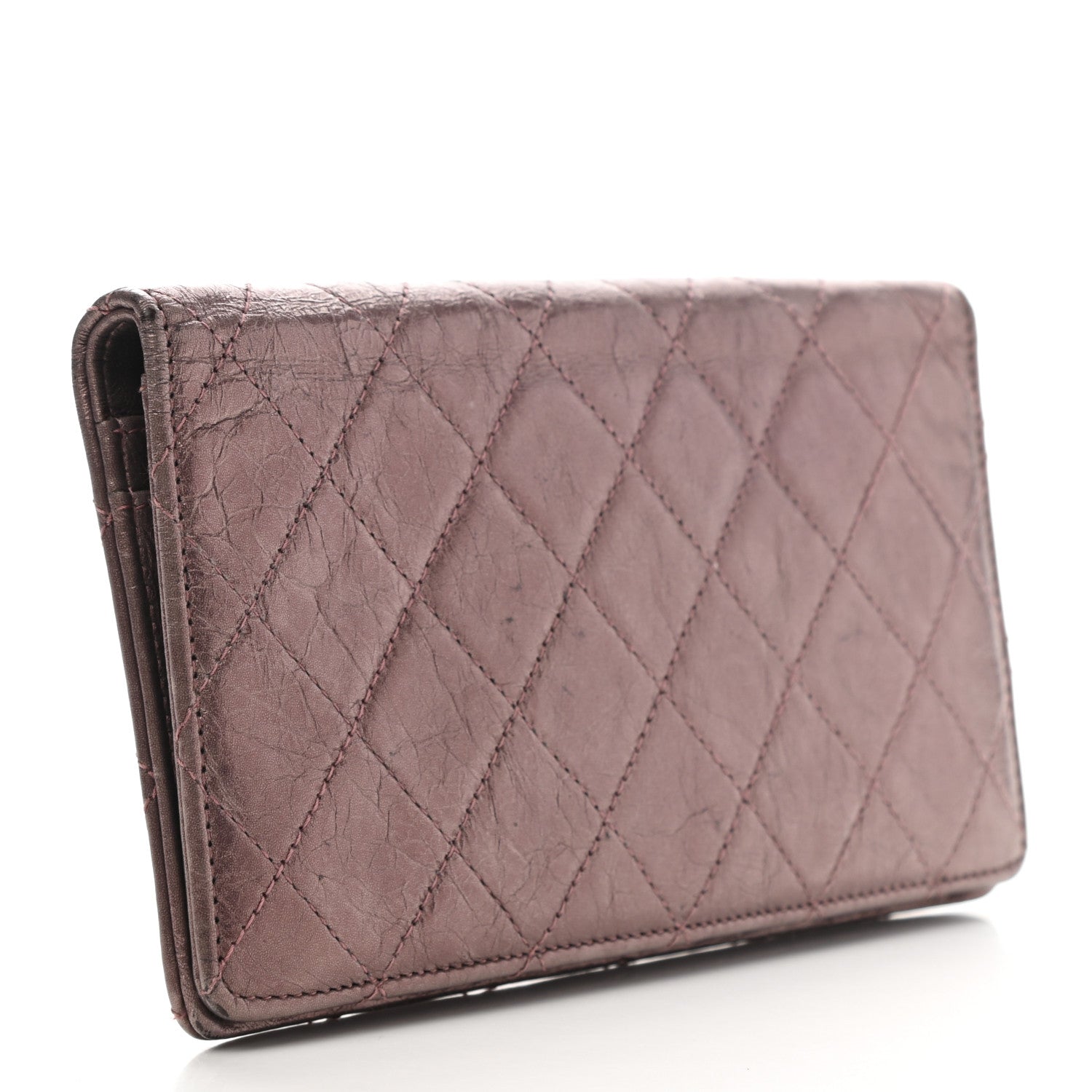 Chanel Aged Calfskin Quilted Reissue 2.55 Yen Wallet Purple 3 of 14