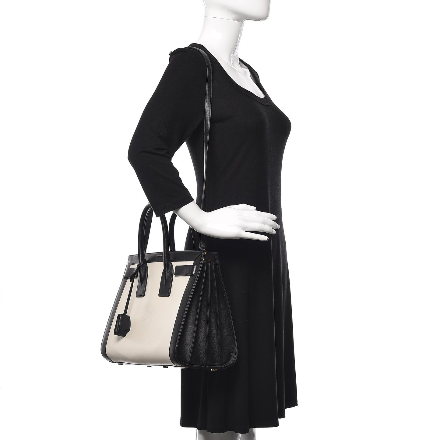 Calfskin Bicolor Small Sac De Jour White Black