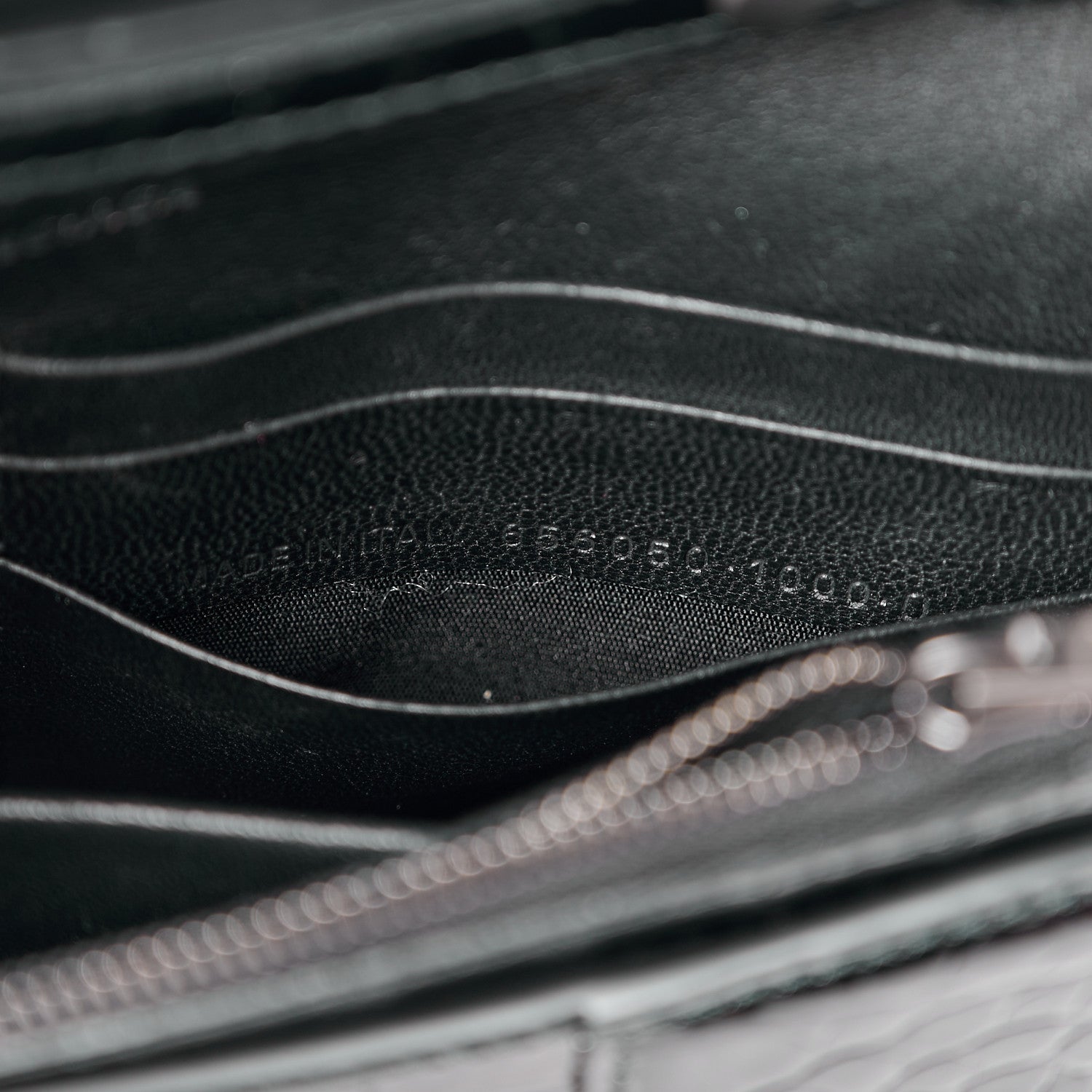 Balenciaga Shiny Calfskin Monochrome Crocodile Embossed Hourglass Wallet On Chain Black 7 of 11