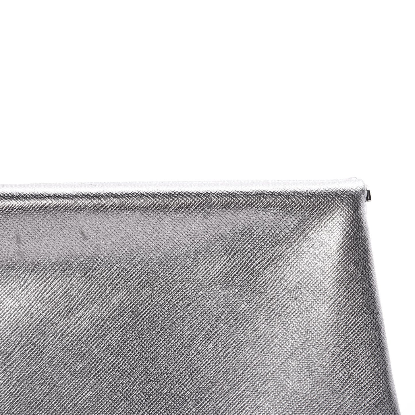 Metallic Saffiano Lux East West Frame Clutch Cromo