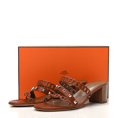 Hermes Nappa Ajaccio Sandals 38 Cognac 10 of 10