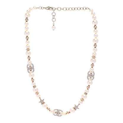 Chanel Metal Crystal Pearl CC Star Short Necklace Gold 4 of 6