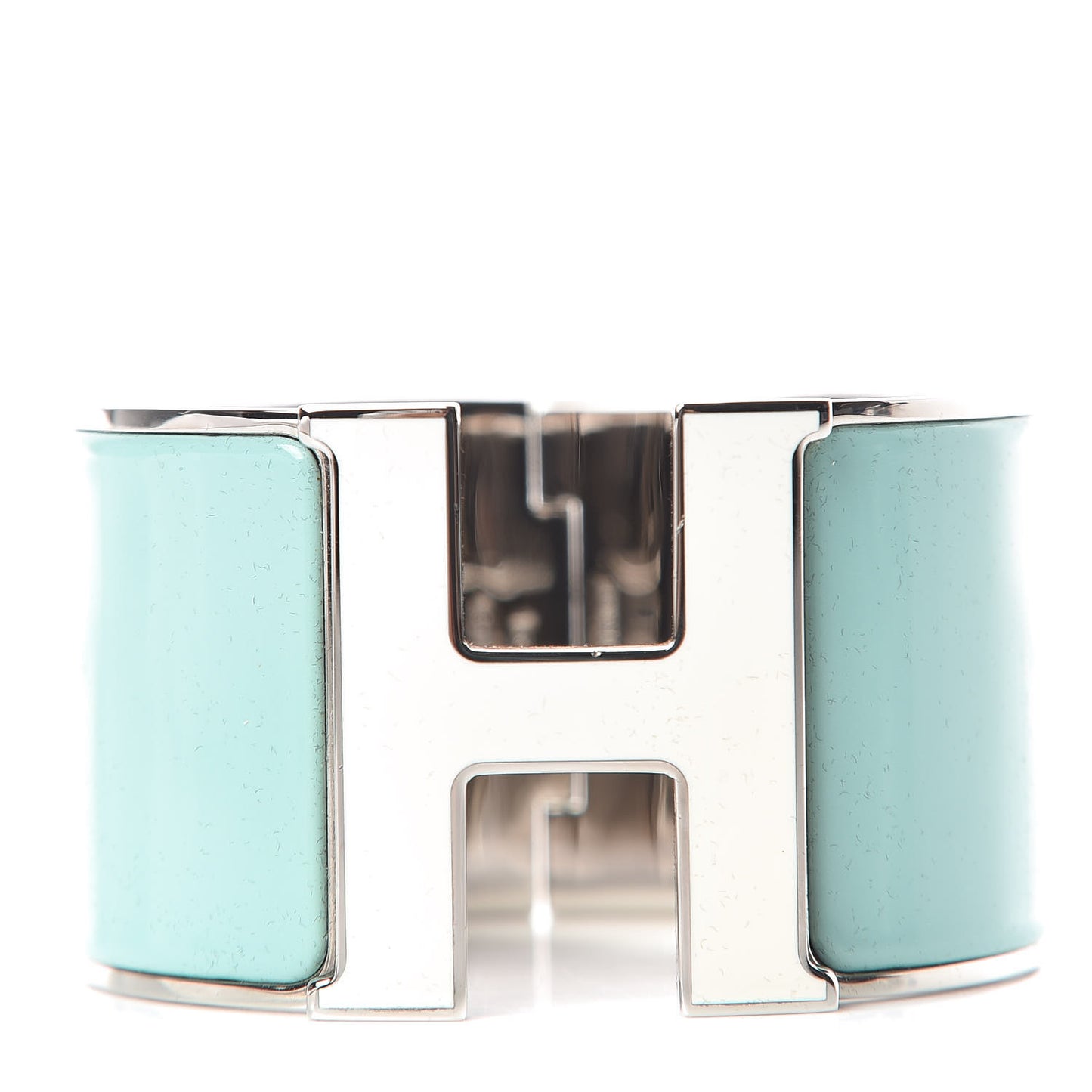 Enamel Extra Wide Clic Clac H Bracelet GM Lagon Blanc