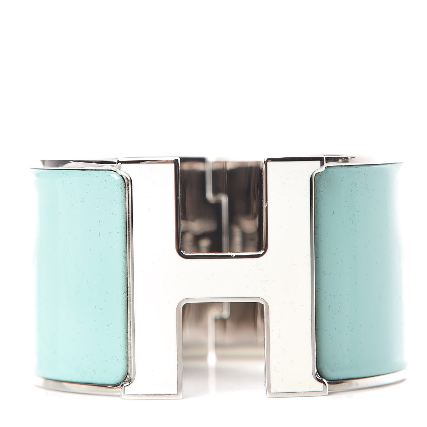 Hermes Enamel Extra Wide Clic Clac H Bracelet GM Lagon Blanc 1 of 4