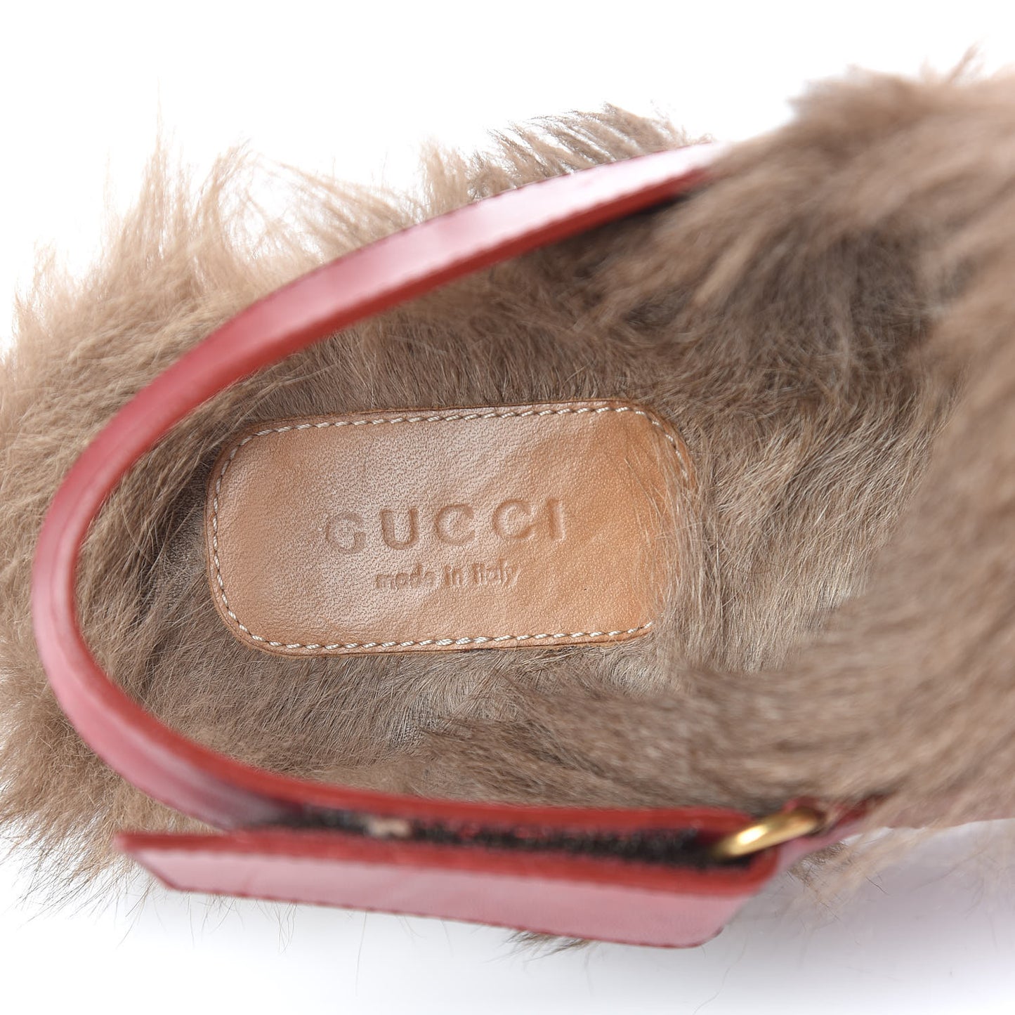 Calfskin Fur Horsebit Amstel Slingback Clogs 40 Rosso Naturale