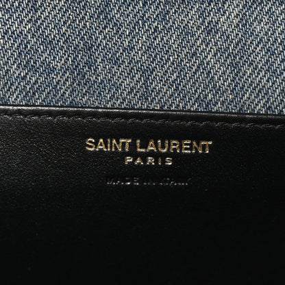 Saint Laurent Denim Monogram Chain Wallet Rodeo Blue Cinnamon 7 of 10