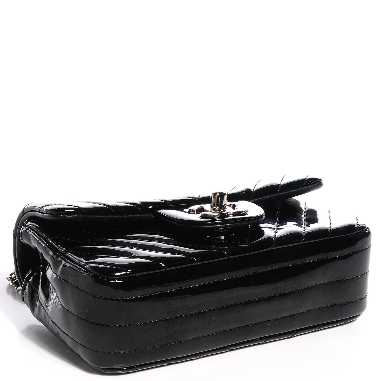 Patent Chevron Quilted Extra Mini Flap Black