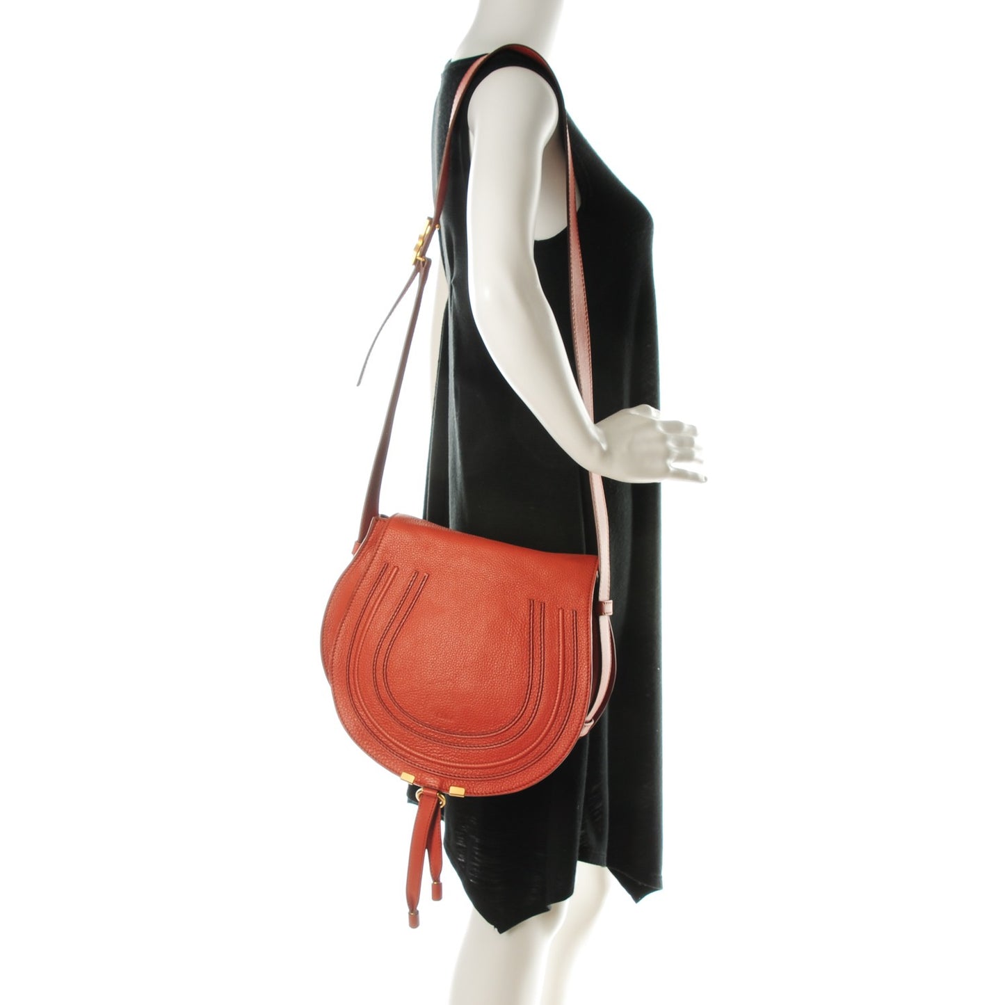 Calfskin Medium Marcie Round Crossbody Bag Whiskey