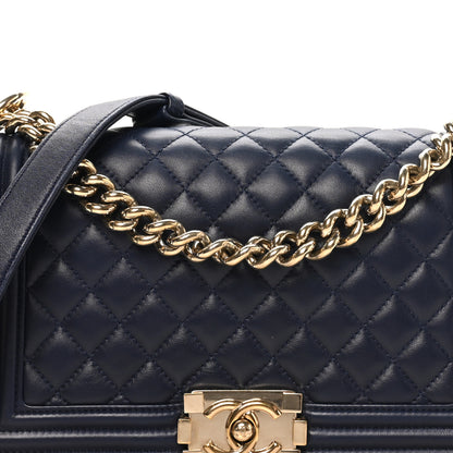 Chanel Lambskin Quilted Medium Boy Flap  Dark Navy 8 of 10