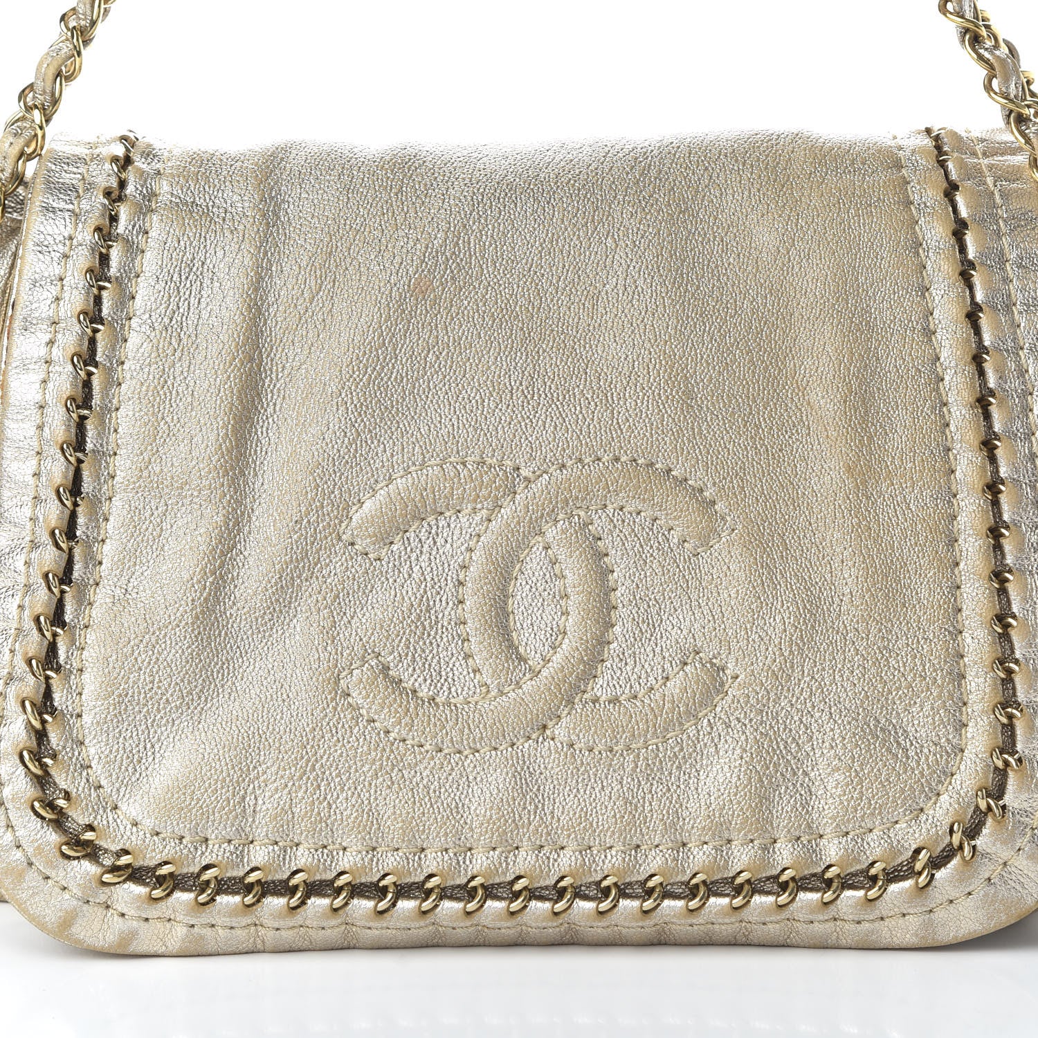 Chanel Metallic Goatskin Luxe Ligne Flap Light Gold 10 of 12