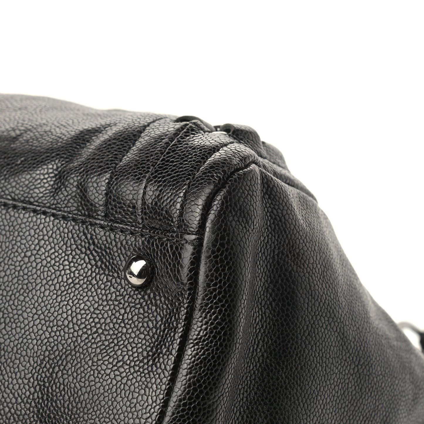 Glazed Caviar East West Modern Chain Tote Black