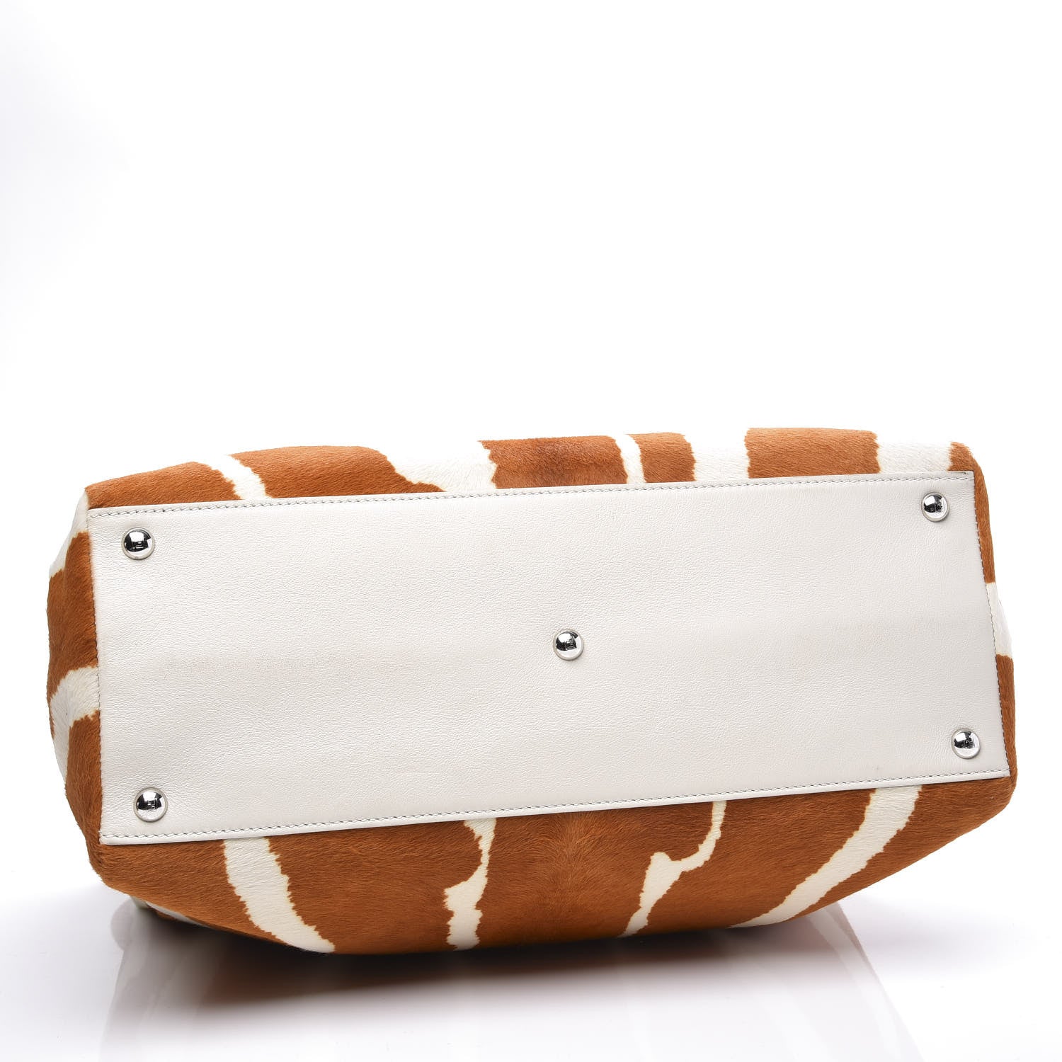 Fendi Calf Hair Zebra Print Regular 2Jours Tote Orange White 3 of 14