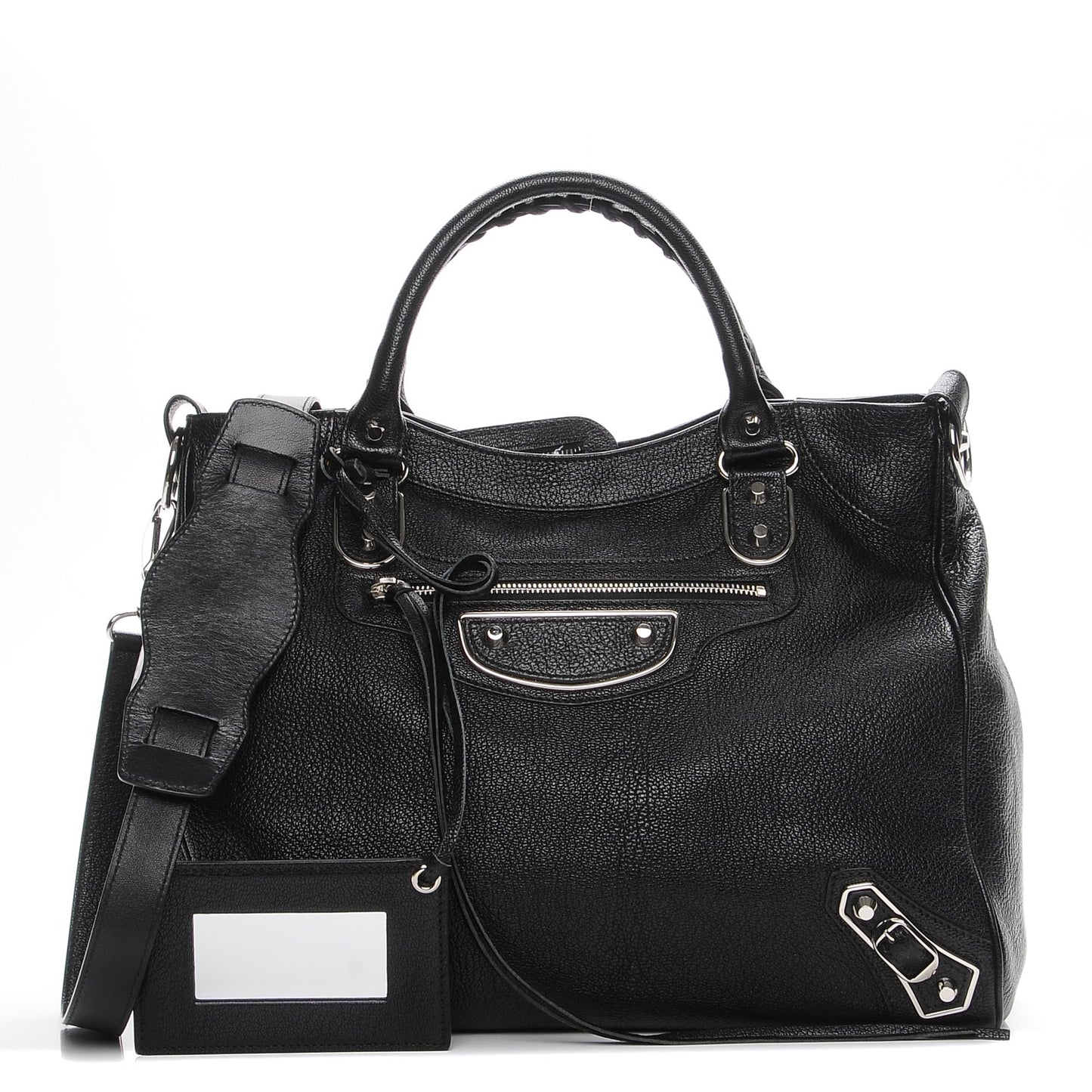 Chevre Silver Metallic Edge Hardware Velo Black