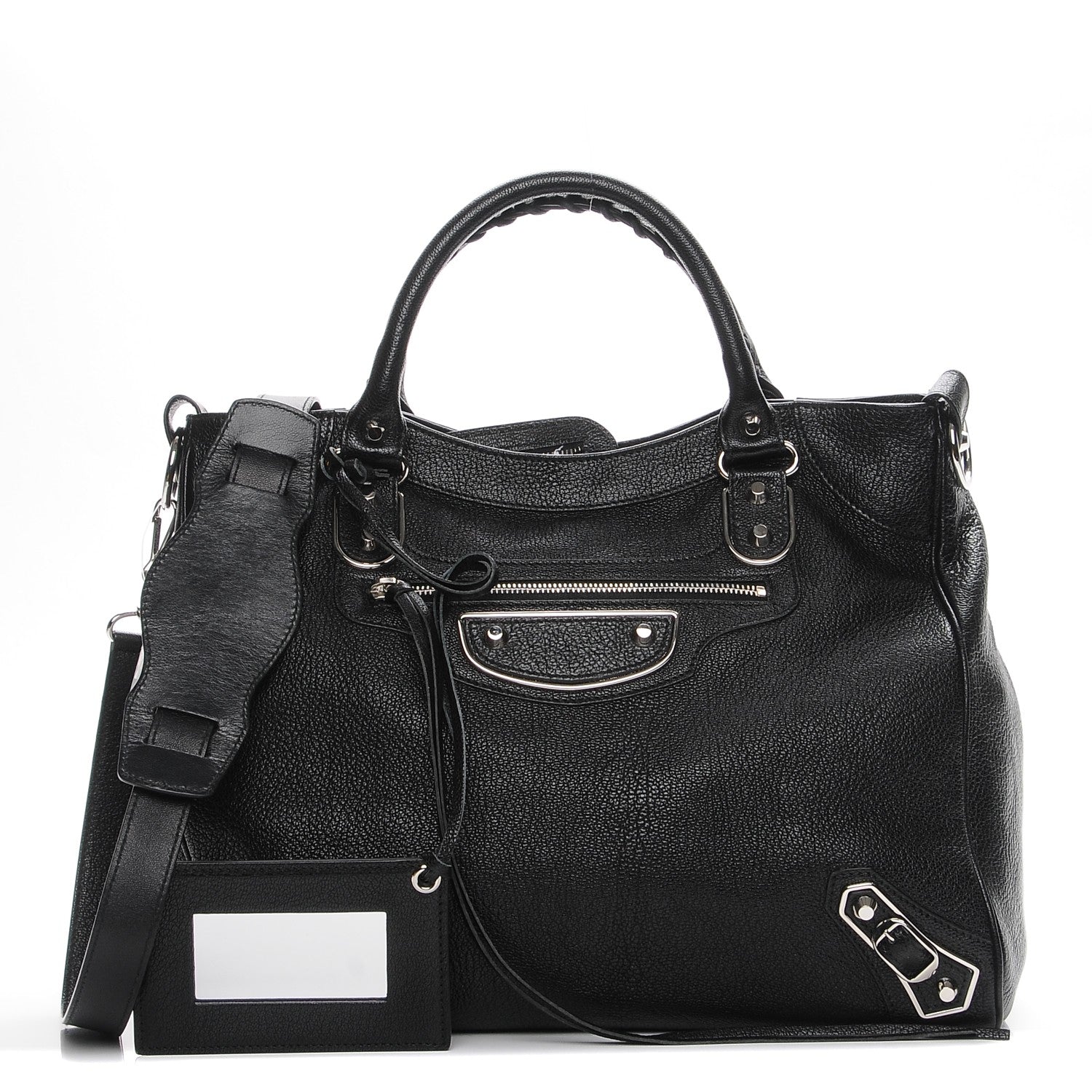 Balenciaga Chevre Silver Metallic Edge Hardware Velo Black 1 of 8