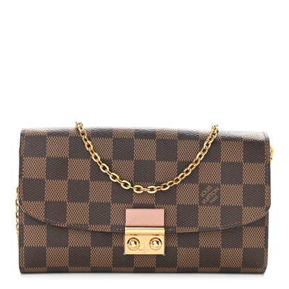 Louis Vuitton Damier Ebene Croisette Chain Wallet Rose Ballerine 1 of 12