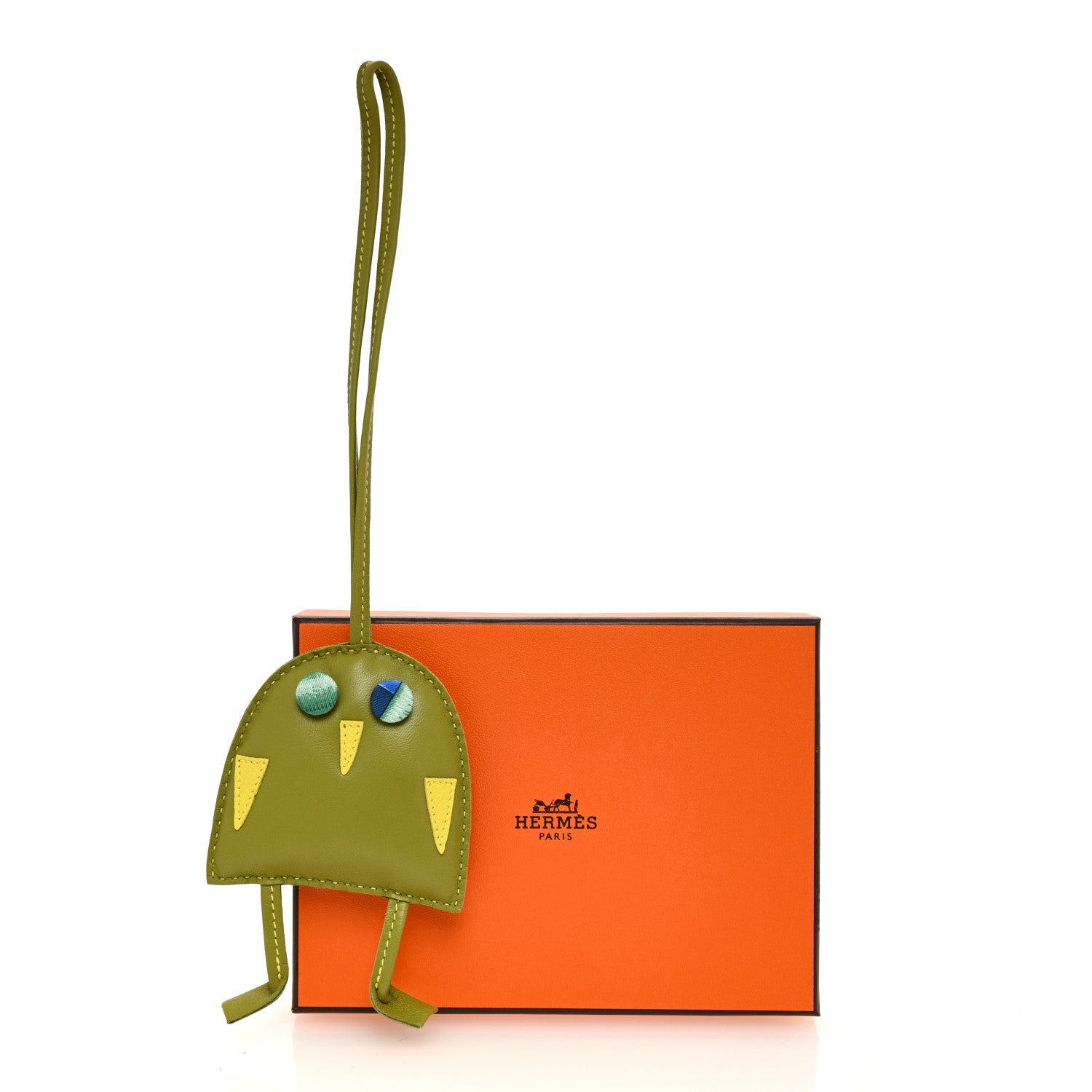 Hermes Lambskin Silk Petit H Hibouton Charm Vert Anis 4 of 4