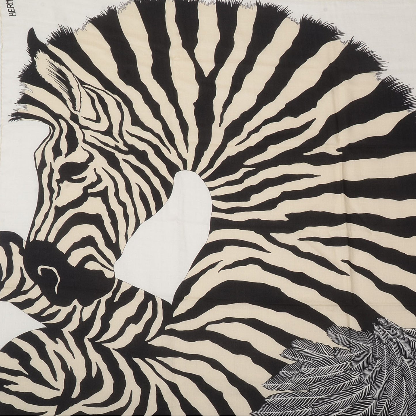 Cashmere Silk Zebra Pegasus Shawl 140 White Black Naturel
