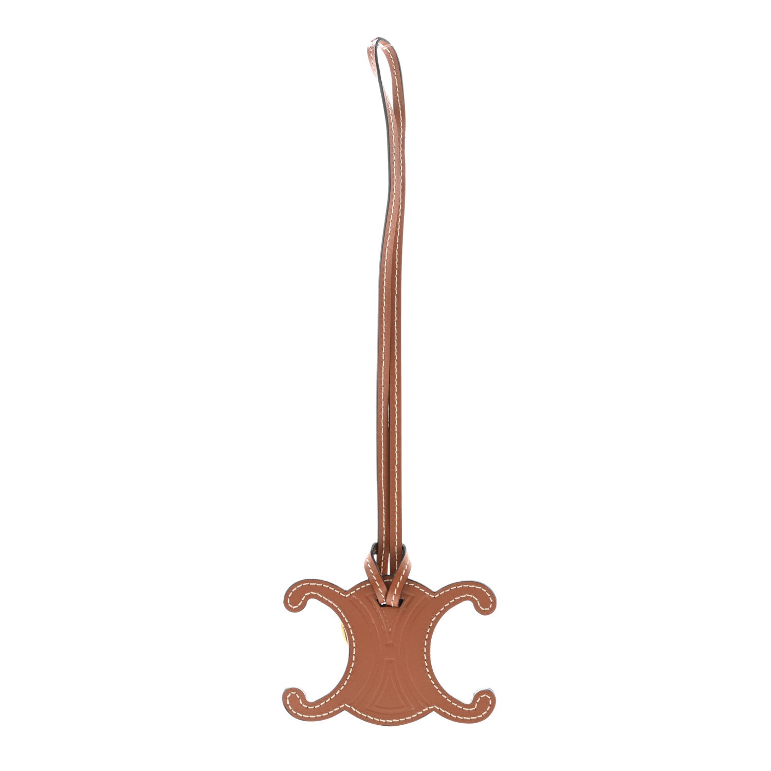 Celine Smooth Calfskin Triomphe Keyring Charm Tan 1 of 3