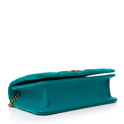 Gucci Velvet Matelasse GG Marmont Mini Bag Pavone Cyan 4 of 9