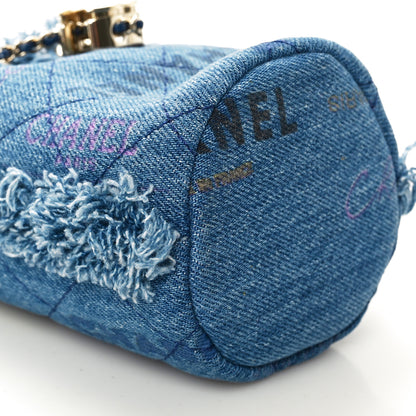 Chanel Denim Quilted Mood Mini Bucket With Chain Blue Multicolor 10 of 11