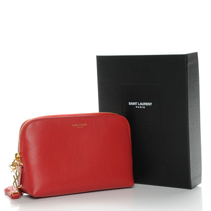Saint Laurent Calfskin Cosmetic Case New Red 8 of 8