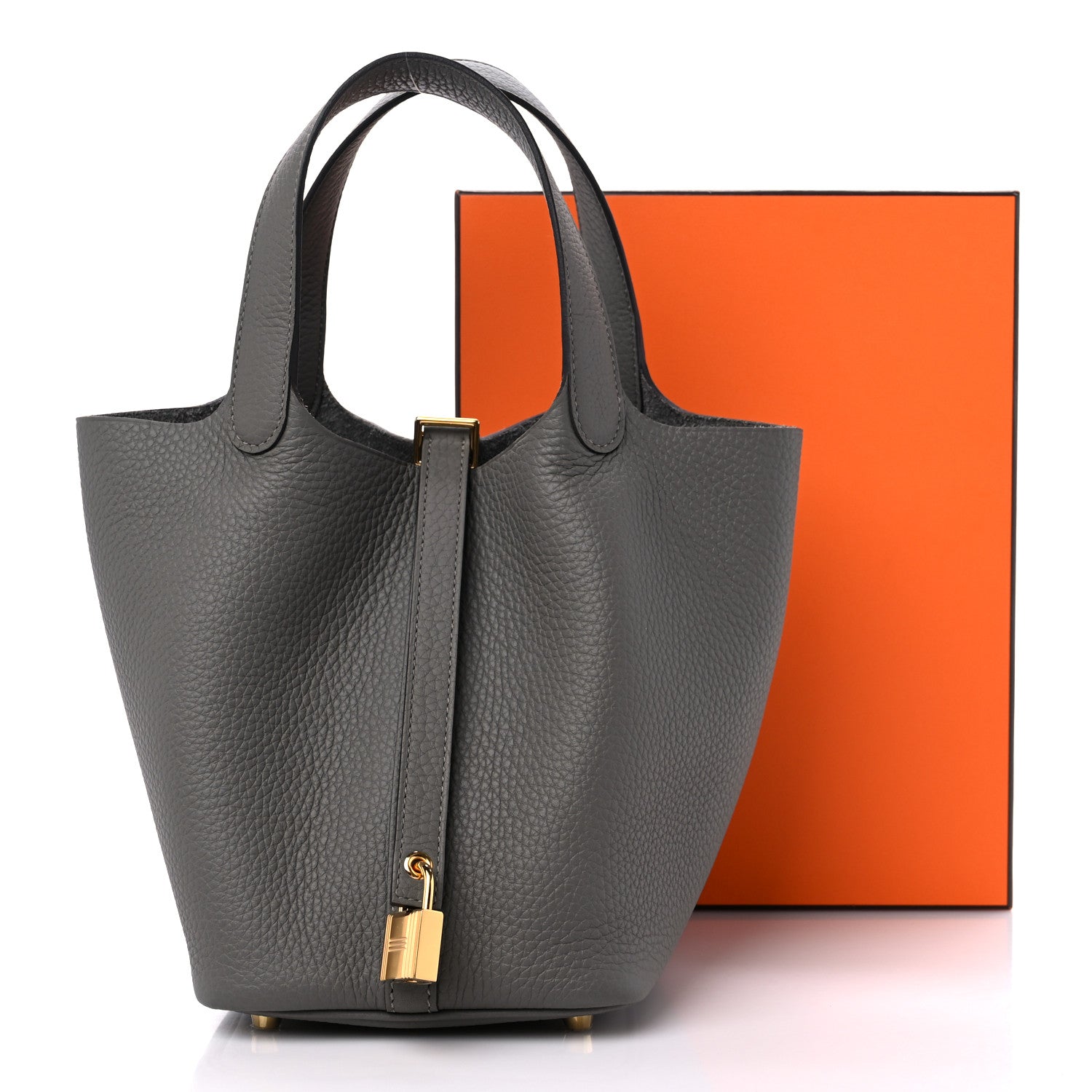 Hermes Taurillon Clemence Picotin Lock 18 PM Gris Meyer 10 of 10